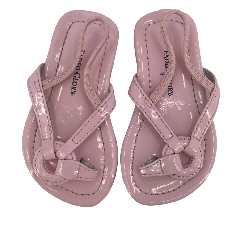 Faded Glory Patent Pink Thong Back Strap Sandals Size 3 Toddler Girl's